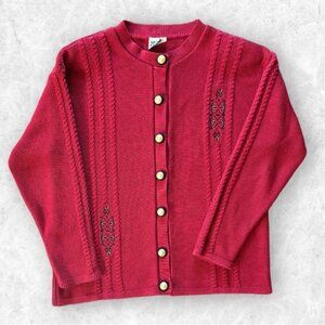 Vintage MODA Petites Red Cardigan Sweater